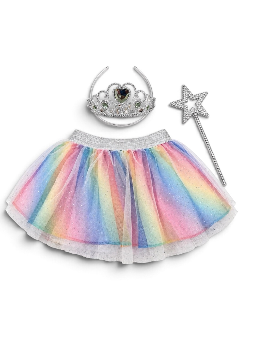 Toddler Girls Rainbow Tutu Princess Dress-Up Set 12–18 Months Tiara Wand Costume